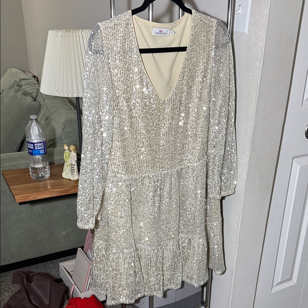 Vineyard Vines Sparkling Silver Sequin Blouse